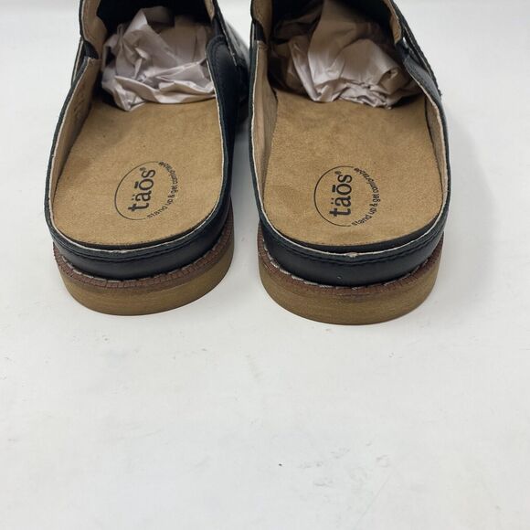 Taos Women's Size 9 Royal Black Snake Embossed Leather Slip On Mules Flats - Picture 9 of 12